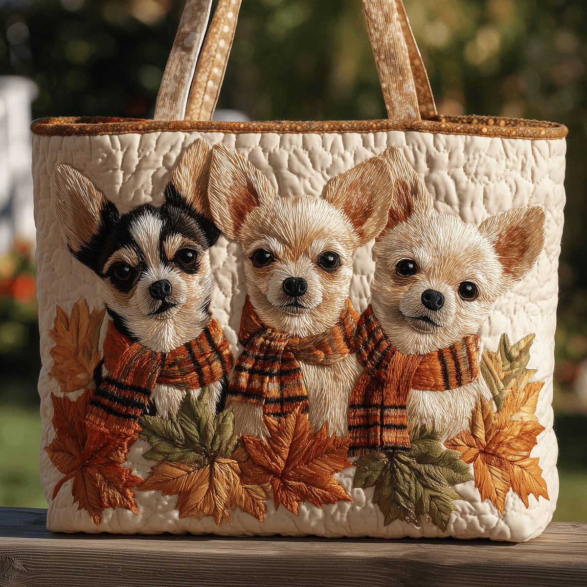 Autumn Chihuahua Quilted Tote Bag NCU0TH2777
