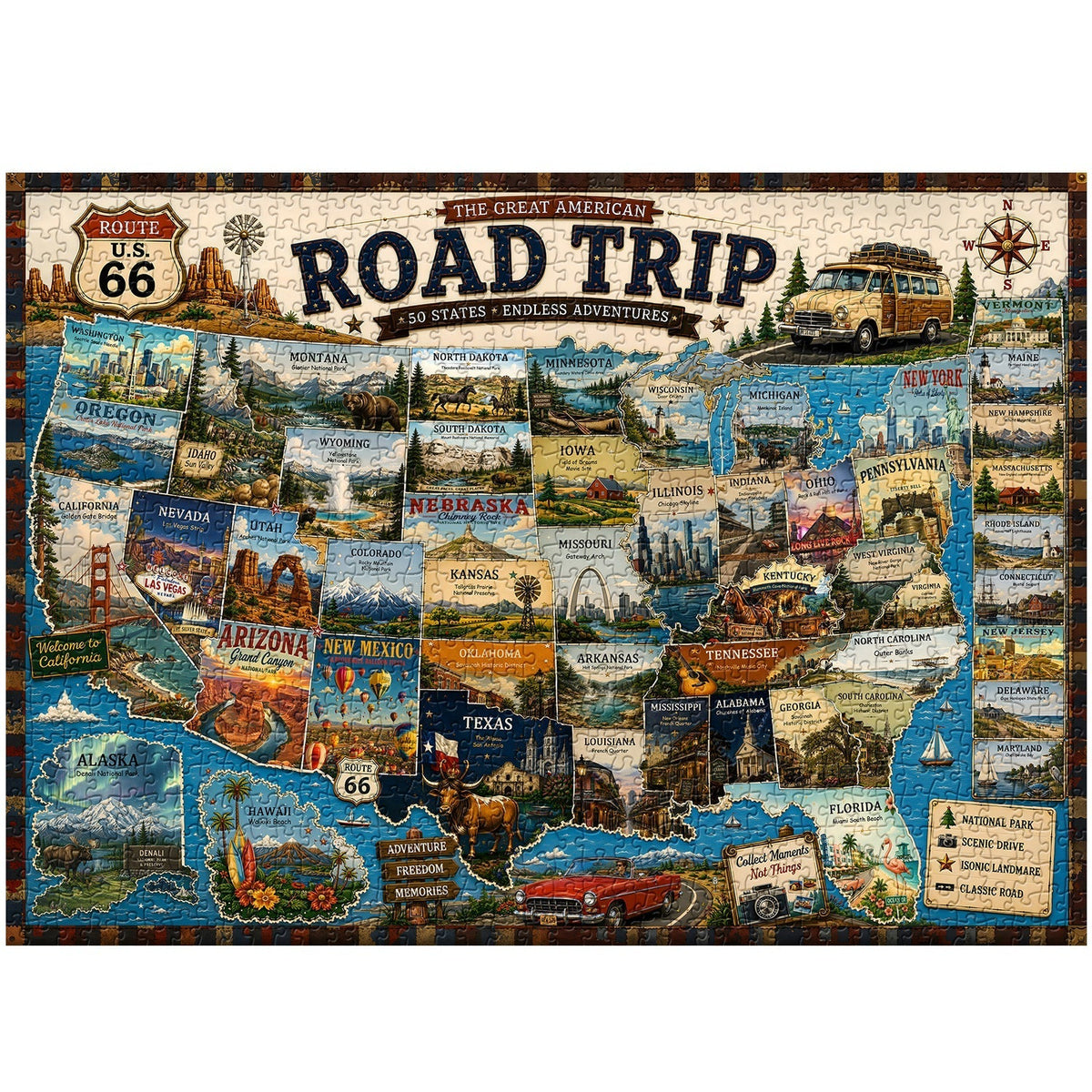American Road Trip Jigsaw Puzzle 1000 Piece