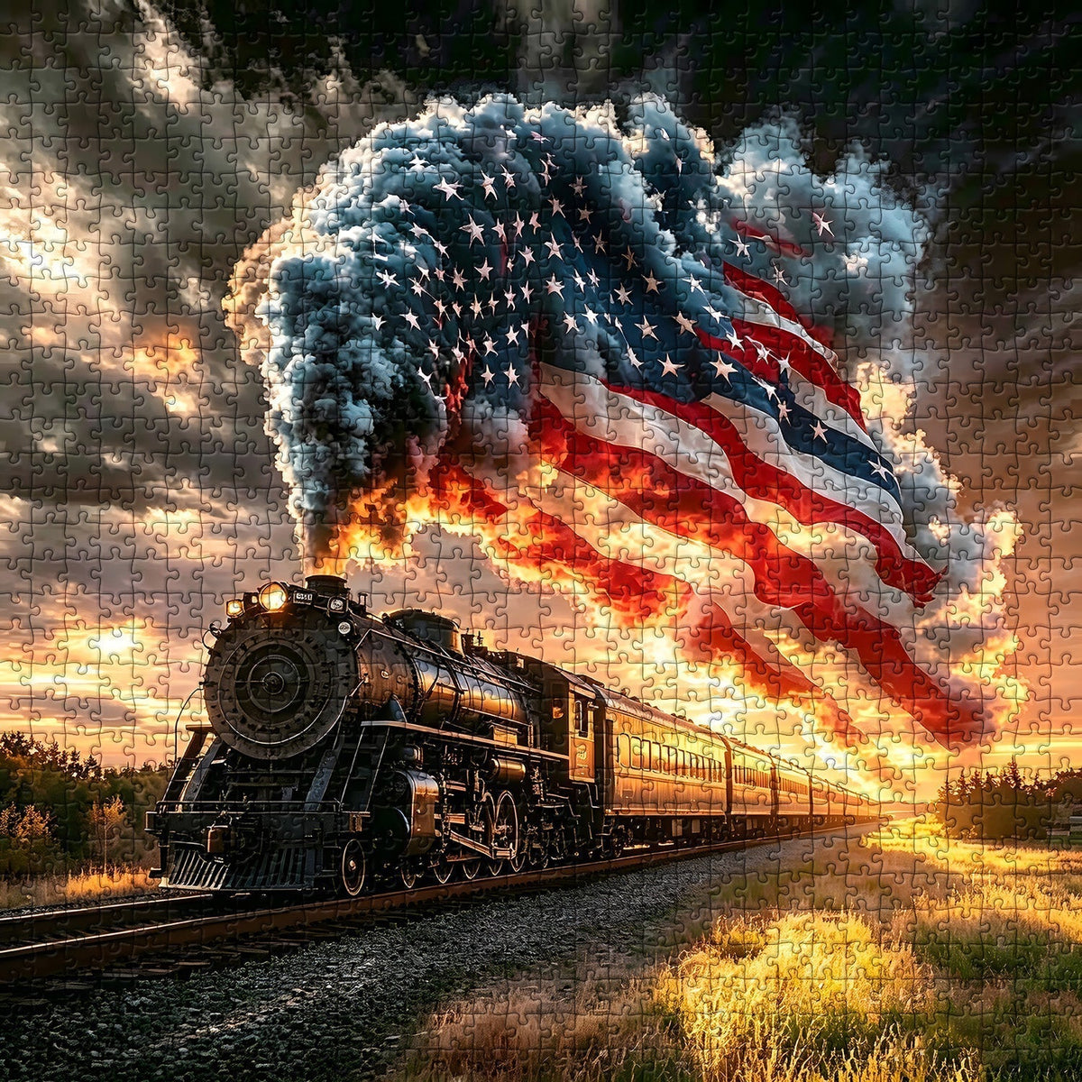 Western Sunset Train Jigsaw Puzzle 1000 Pieces