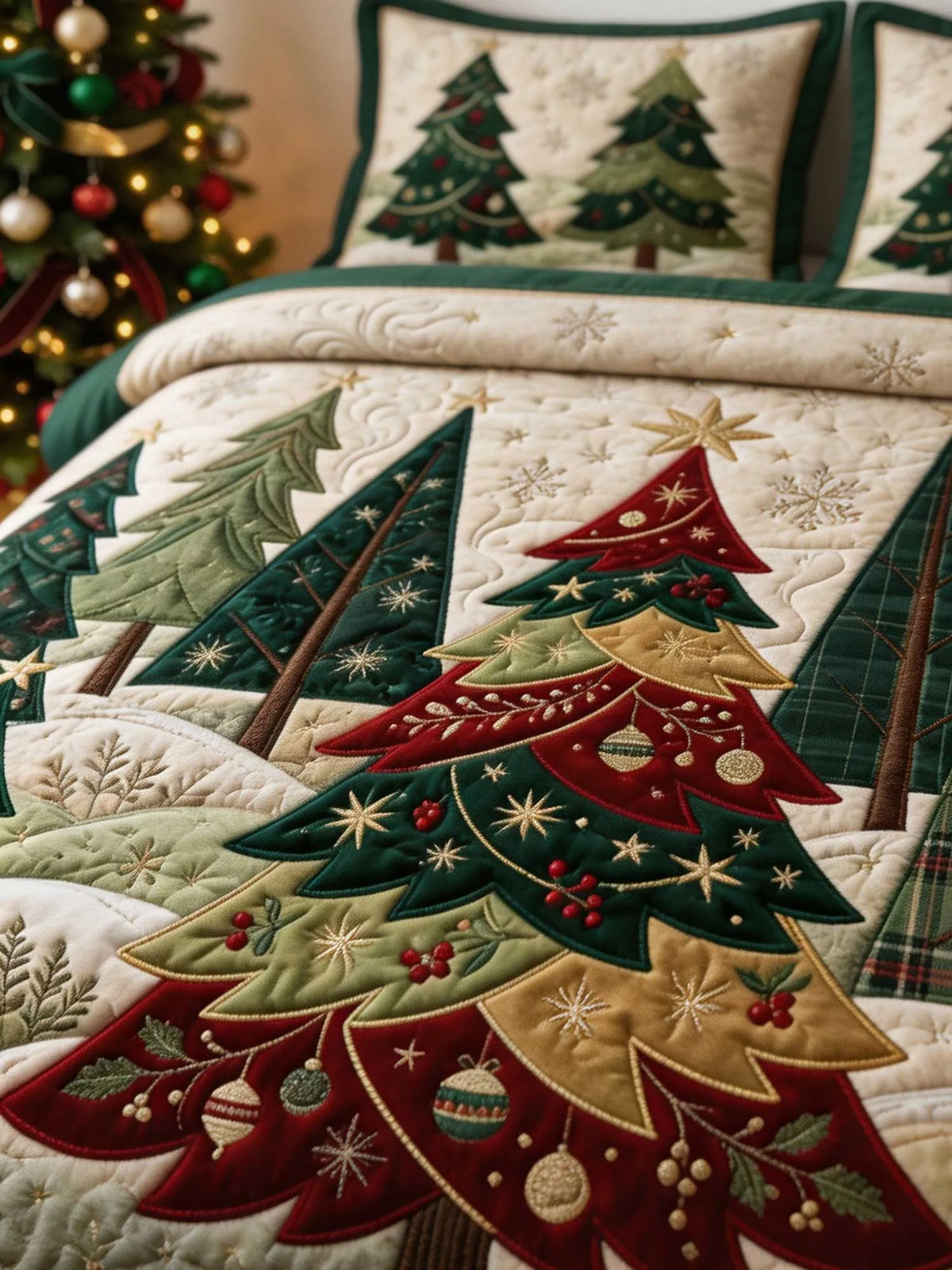 Winter Forest 3‐Piece Quilted Bedding Set
