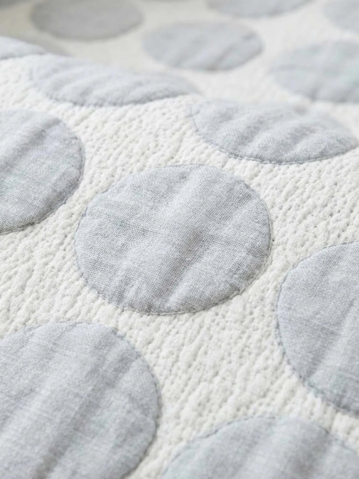 Dusty Blue Polka Dot Embossed Quilted Bedspread Cotton Puff Quilt Blanket