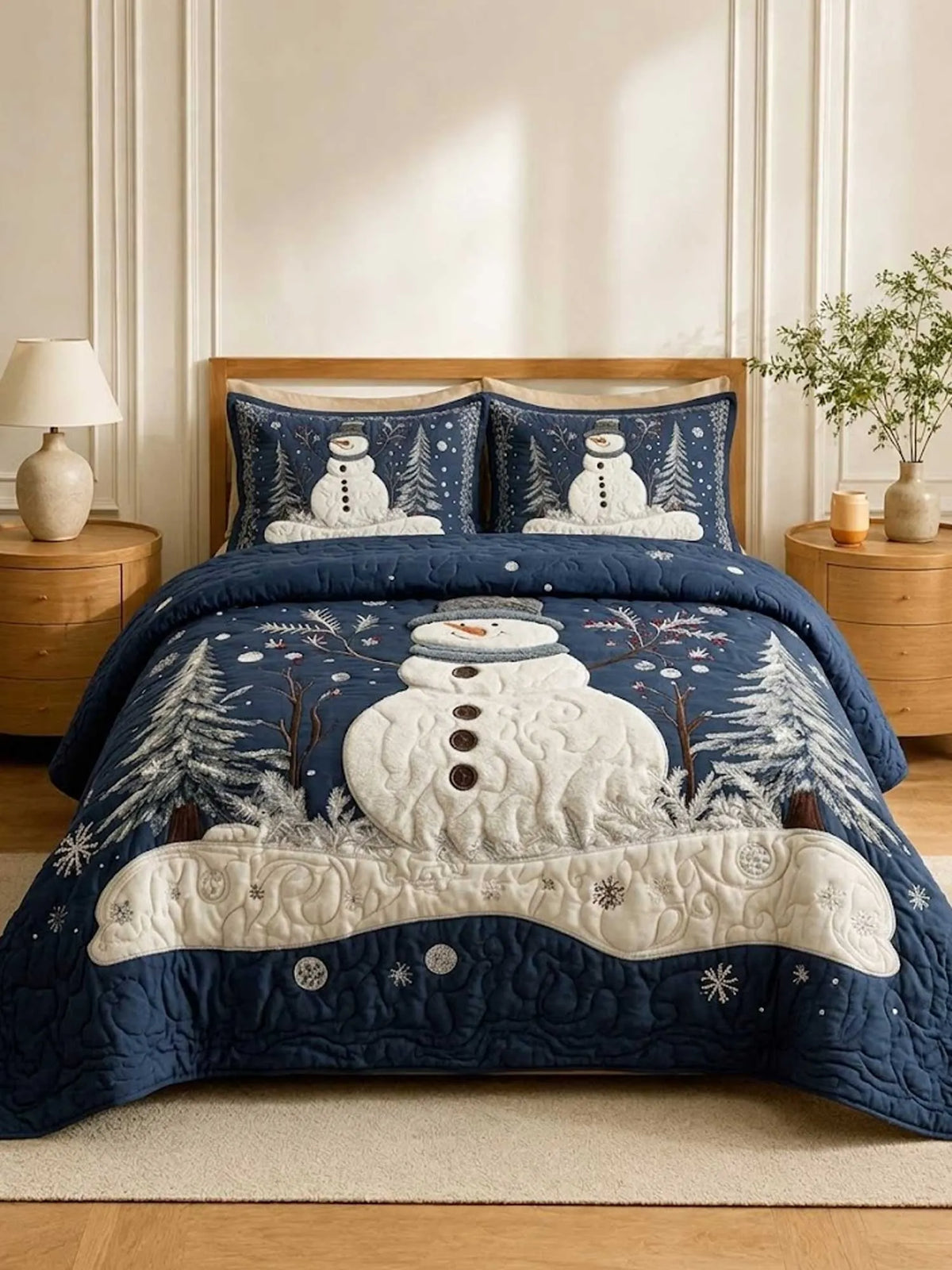 Cozy Christmas 3‐Piece Quilted Bedding Set
