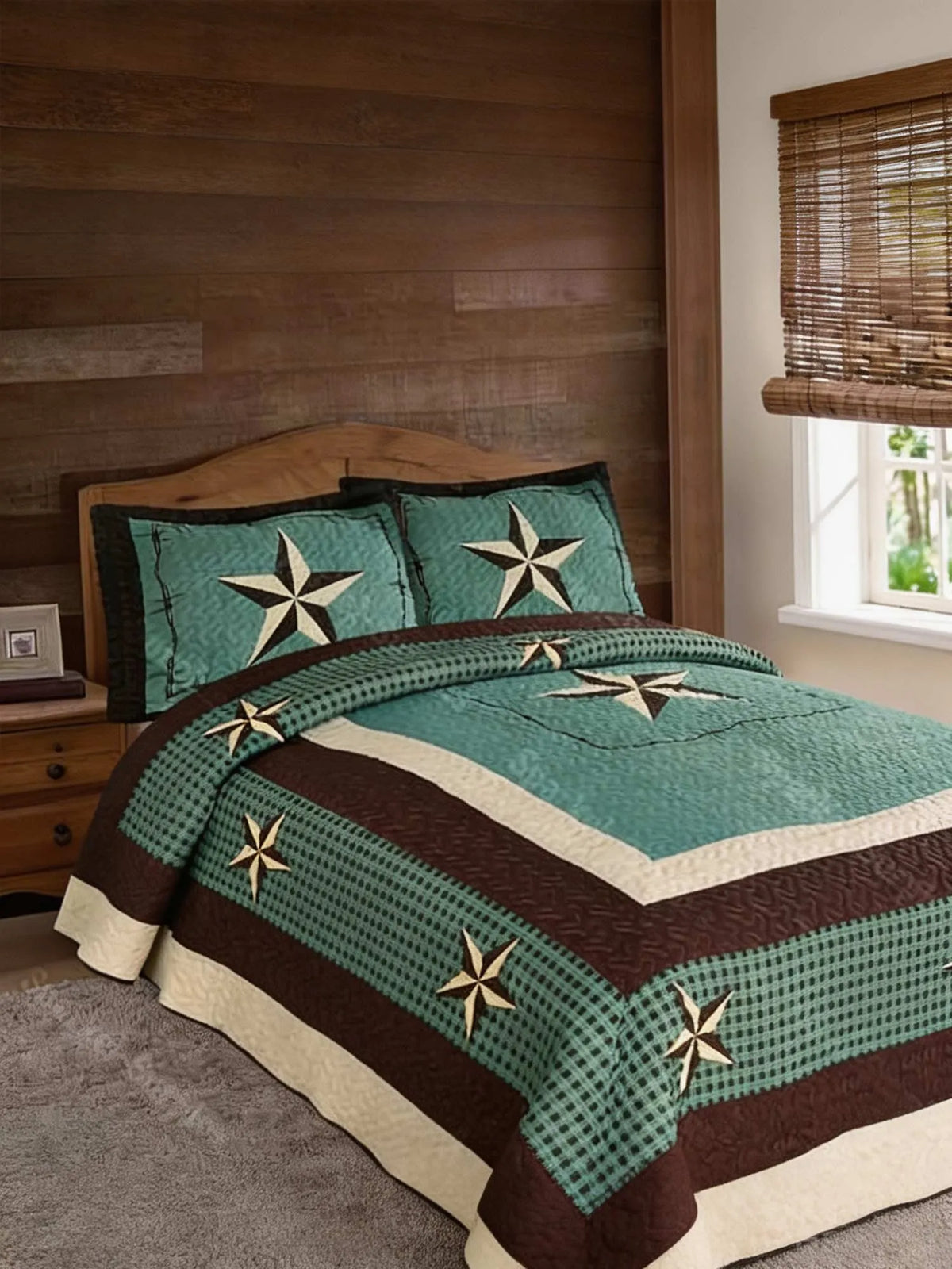 Texas Star Patchwork Western 3‐Piece Quilted Bedding Set