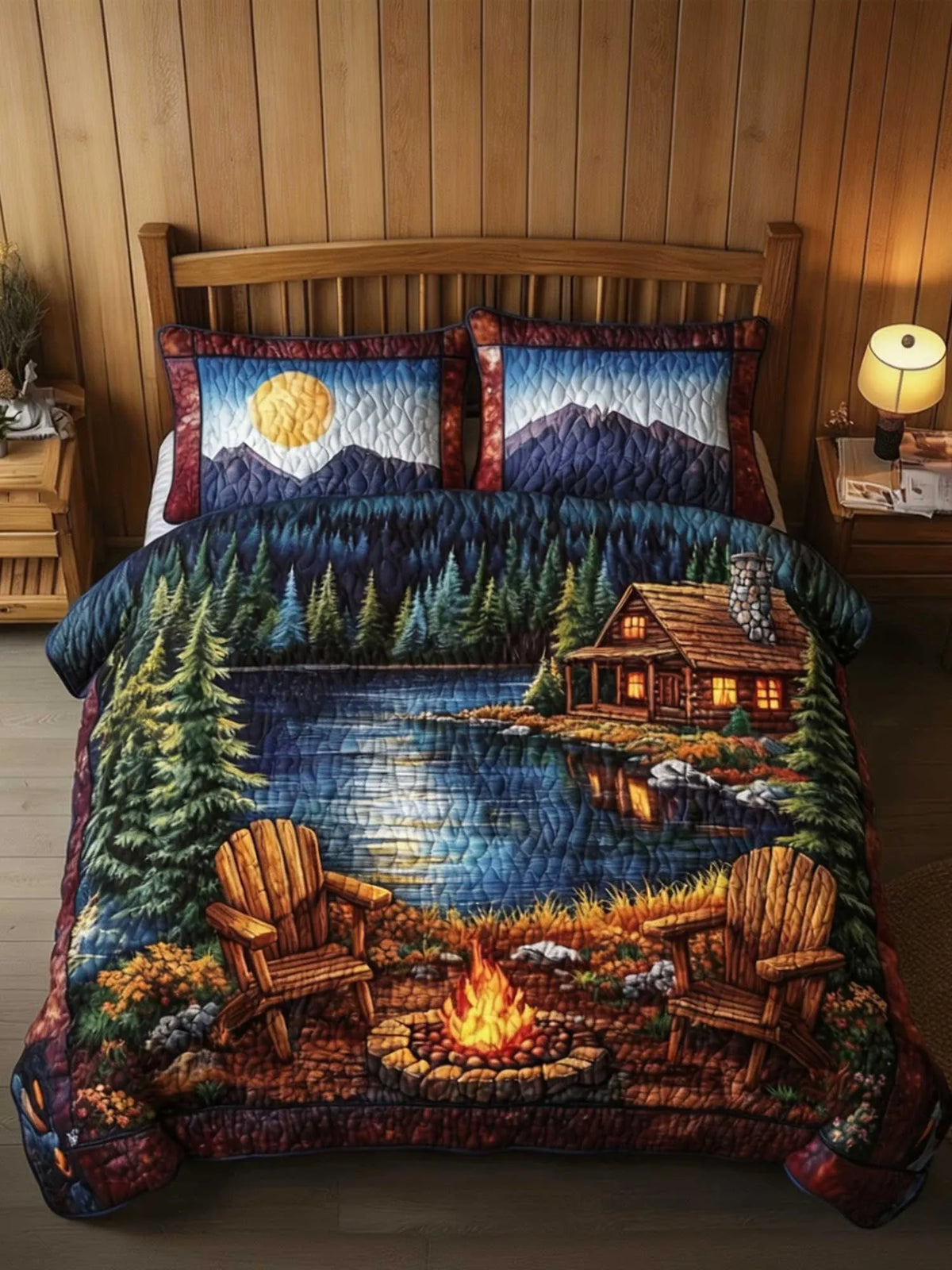 Midnight Harmony 3‐Piece Quilted Bedding Set