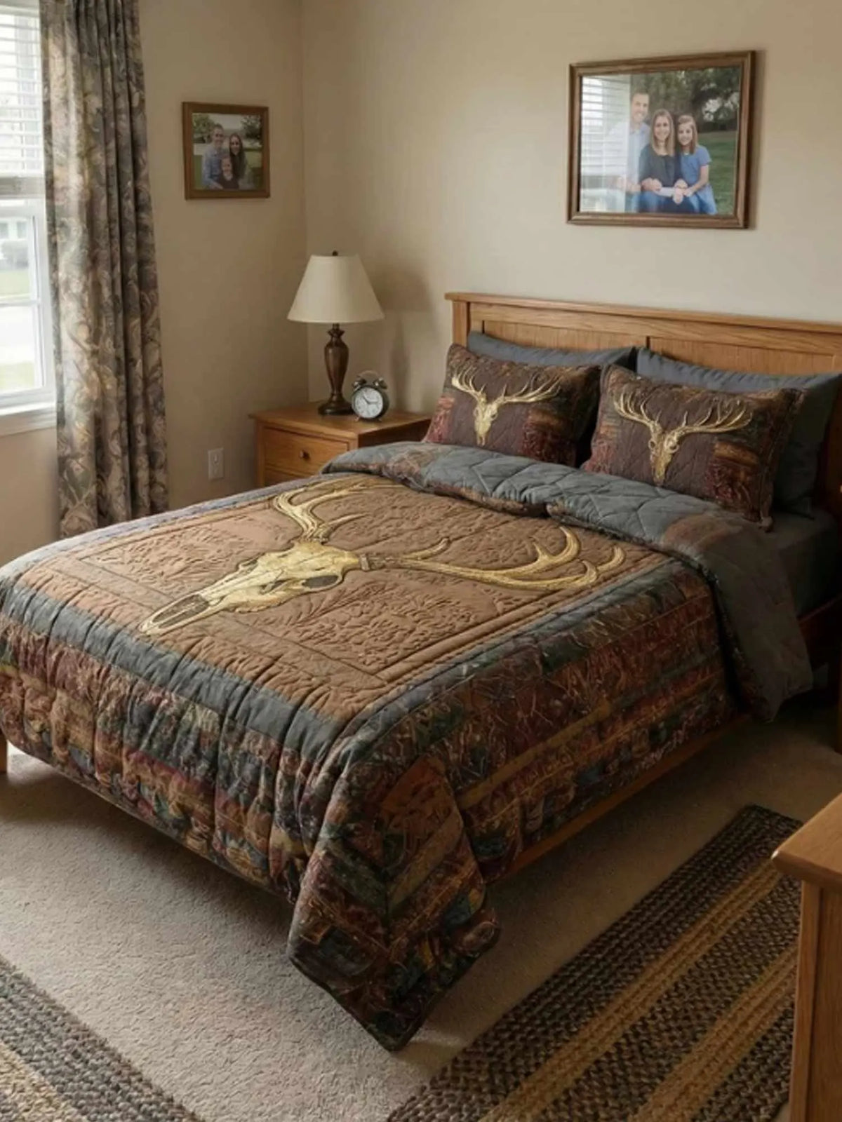 Rustic Antler 3‐Piece Quilted Bedding Set