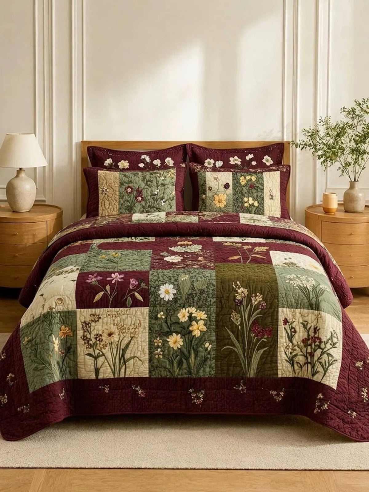 Wildflower Dreams 3‐Piece Quilted Bedding Set