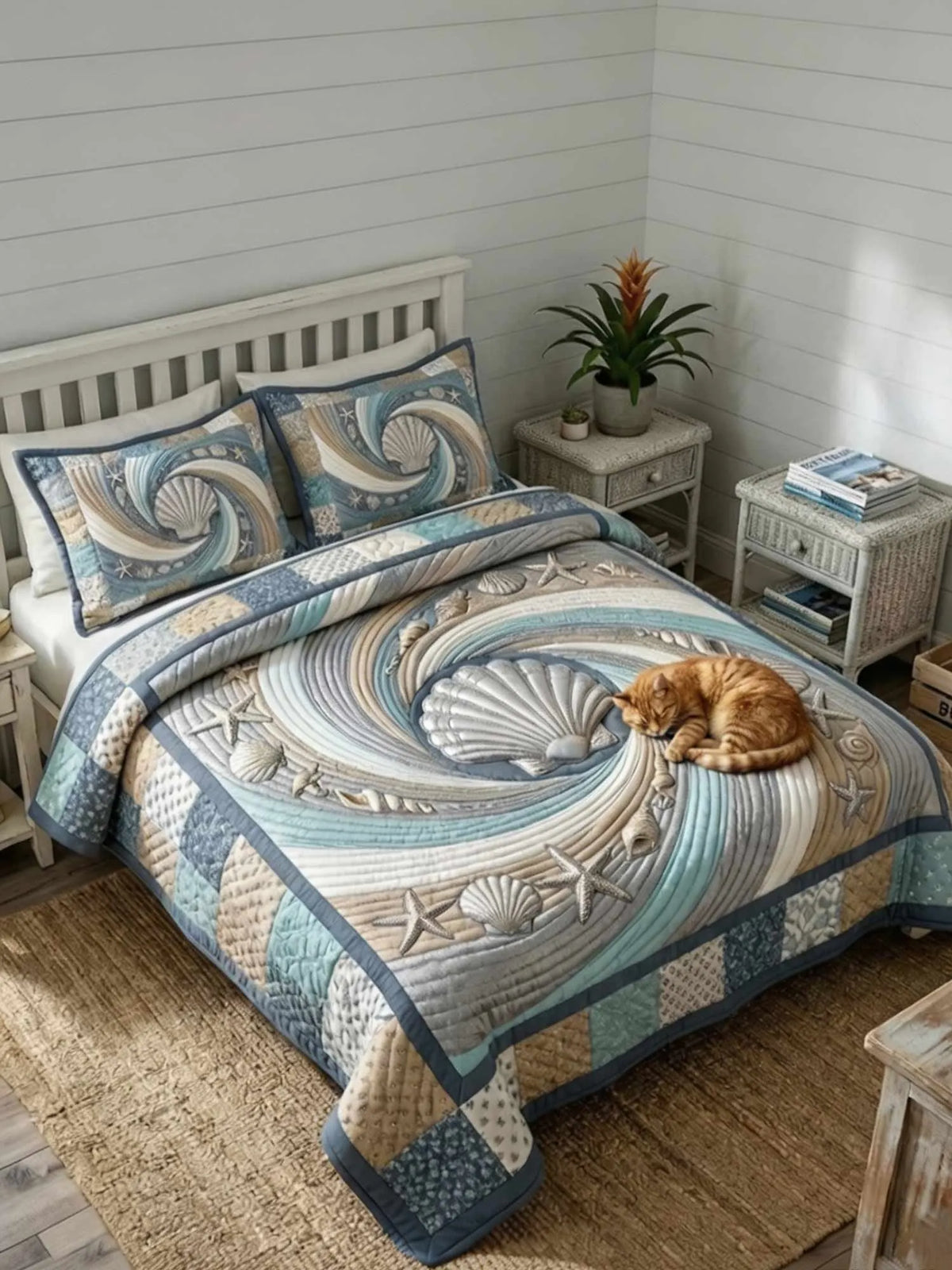 Coastal Whisper 3‐Piece Quilted Bedding Set