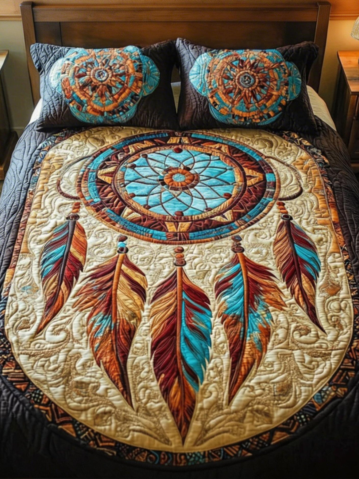 Midnight Dreamcatcher3-Piece Quilted Bedding