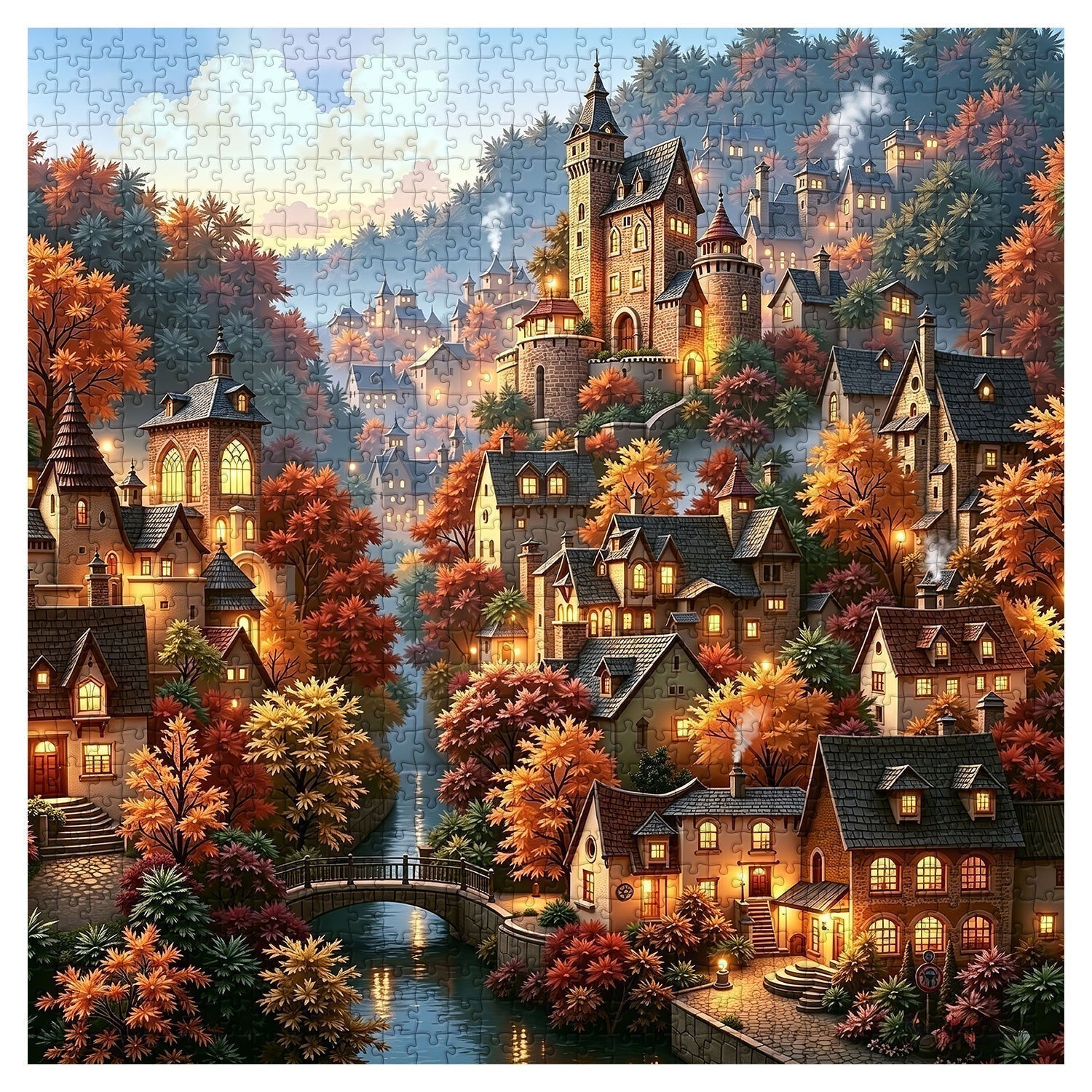 Autumn Mountain Hamlet  Jigsaw Puzzle 1000 Pieces