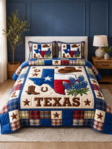 Texas Western Quilted 3-Piece Bedding Set – Luxury Quilted Bedding with Matching Pillow Shams