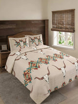 Southwestern Longhorn Skull Tribal 3‐Piece Quilted Bedding Set