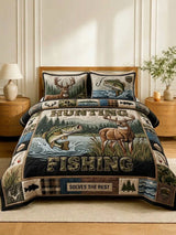 Hunting and Fishing Life 3‐Piece Quilted Bedding Set
