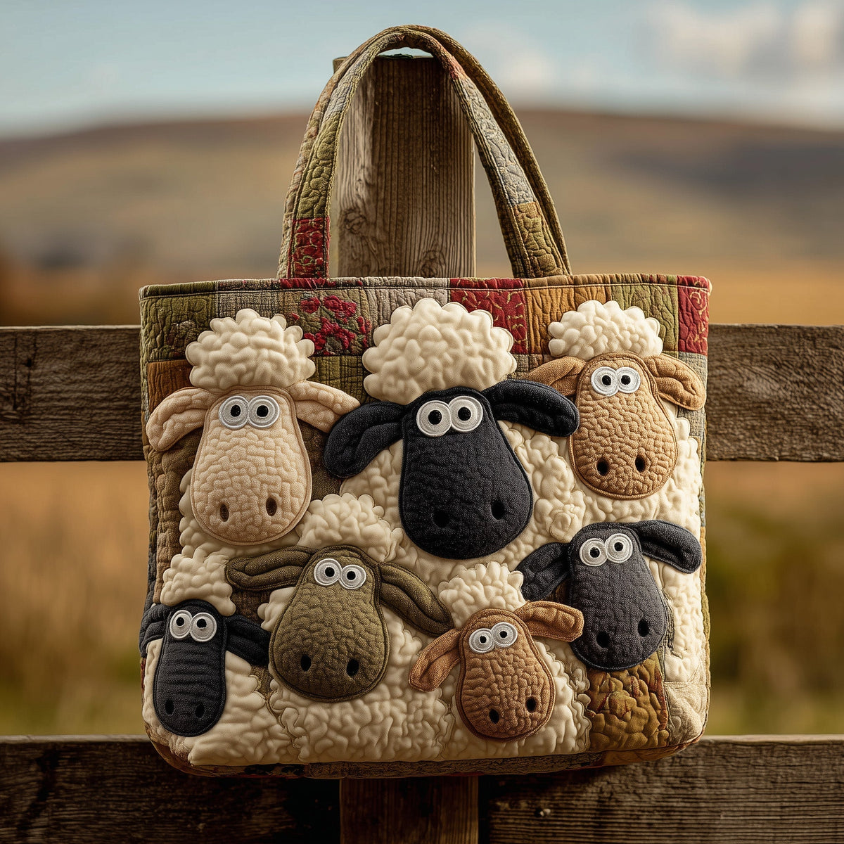 Whimsical Sheep Quilted Tote Bag GFTONL5247