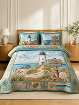 Coastal Life Lighthouse 3‐Piece Quilted Bedding Set