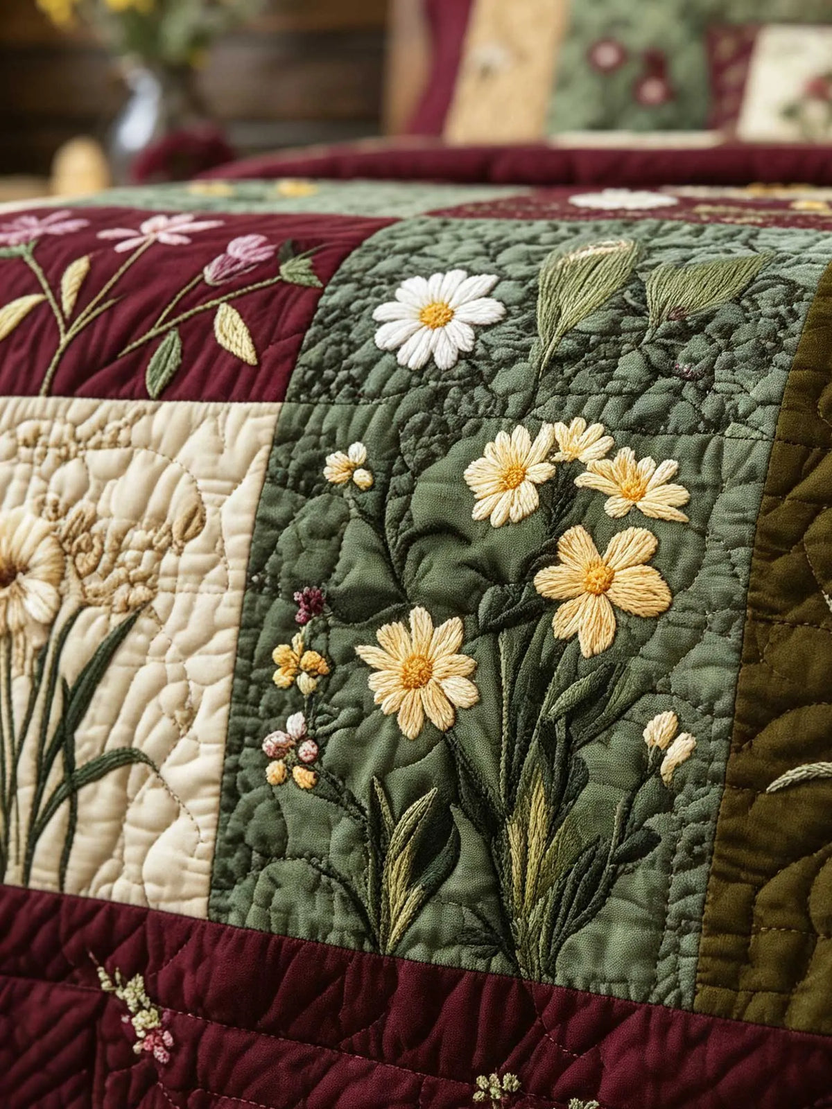 Wildflower Dreams 3‐Piece Quilted Bedding Set